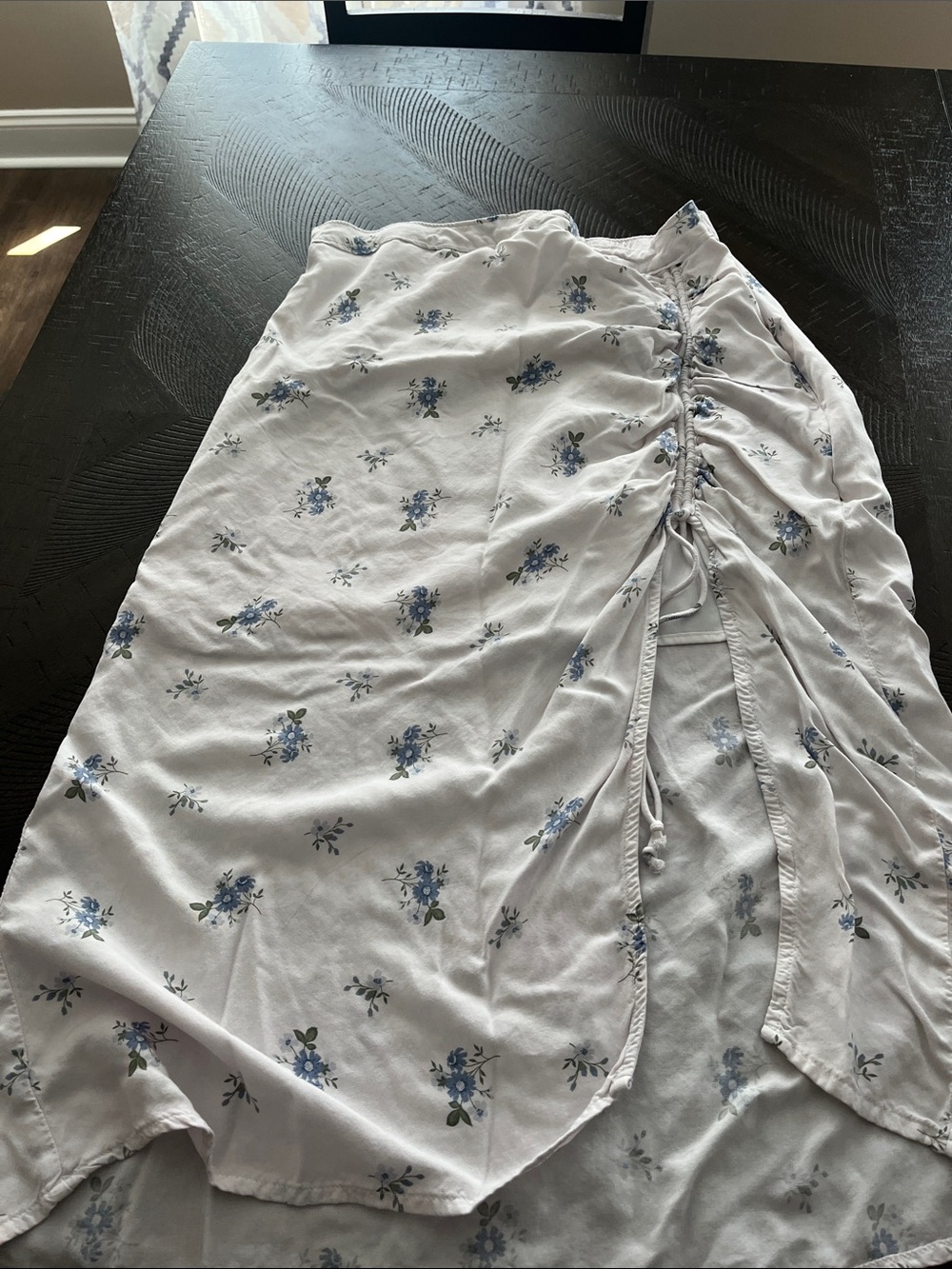 Hollister White High-Low Skirt with Blue Floral Print